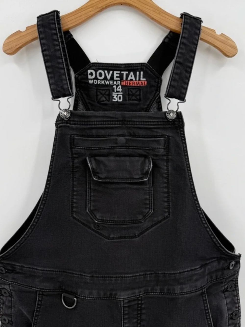Dovetail Workwear Freshley Hotswap Thermal Denim Overalls - Black - 14x30 - Picture 3 of 9